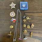 Lot Of 17 Masonic knights Templar  Shiner  Isa  Texas Constable  Pins  Necklace