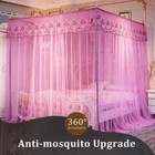 Luxury Mosquito Net Bed Curtains 4 Corner Post Curtain Canopy Netting No Bracket