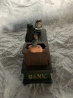 Vintage Reproduction Heavy Cast Iron Cat And Mouse Mechanical Coin Bank