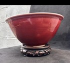 Large Antique Chinese Flamb   Sang De Boeuf Oxblood Red Glazed Bowl  