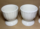 Set Of 4 Pier 1 Footed Pedistal Egg Cups White Ceramic Ironstone Look Ribbed