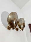 Pair Of 2 Vintage Brass Beetle Sconce Mid Century Modern Wall Light Fixture