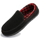  Men s Moccasin Slippers With Indoor Outdoor Memory Foam Sole  11 Black red