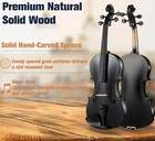 Mendini By Cecilio 4 4 Full Size Beginner Violin Kit Black Open Box