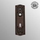 Back Door Plate Antique Brass Beaded Design With Keyhole Renovators Supply