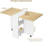 Folding Dining Table With 6 Wheels Storage Racks For Small Kitchen Saving Space