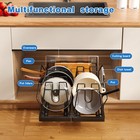 Mustorn Pots And Pans Organizer Under Cabinet  21 6  Deep Pull 1 Pack  Black