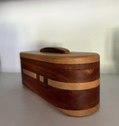 Wooden Parquetry Marquetry Hand Turned Oval Ovid Form Jewelry Trinket Box Mcm