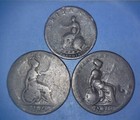 Three Mixed Worn Low Grade British Copper Coins  1799  1826  1844 -  71933783     