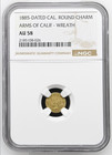 1885 Eureka Arms Of California Fractional Gold Wreath  2 Type Ngc Au-58