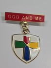 God And Me Lapel Pin 2 Pieces Dangling Cross On Shield P r a y  Program