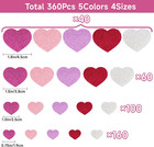 360pcs Heart Stickers - Colorful Glitter Foam Hearts Shape Stickers For Kids Rew