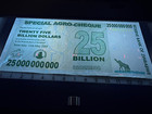 20x Zimbabwe 25 Billion Dollar Special Agro Cheque Bill Banknote - 1 2 Trillion
