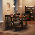     5 Piece Dining Table Set Kitchen Table Chairs Metal And Wood Upholstered Chair