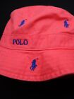 New  Polo Ralph Lauren Hat - S   M Pink Blue Allover Pony Dot Bucket Chino Twill