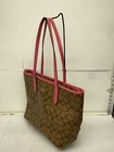 Auth Coach City Zip Tote In Signature Canvas F58292 Khaki Pink F s 424724