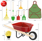 Kids Gardening Wheelbarrow Set  Metal   Wooden Garden Tools For Kids Ages 3-8  R