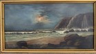 Antique Continental Framed Oil Seascape Painting  Unsigned  C1880