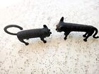 Excellent Pair Of Vintage Benin Cast Bronze Cat Sculptures