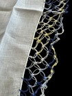 Antique Cream Handkerchief Tatted Lace Edging Blue Yellow Wedding 10   x10   
