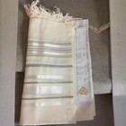 100  Wool Tallit Prayer Shawl In Gold Silver Stripes Size 55  L X 75  W