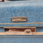 Vintage Blue Airway Travel Train Makeup Overnight Case With Mirror Key And Tray