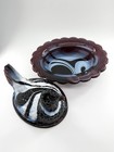 Vintage Mosser Glass Purple And White Slag Hen On Nest  Cambridge  Ohio 6  L