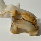 Vintage Hand Carved Elephant Figurine Brown Cream Stone Sculpture 2    Tall