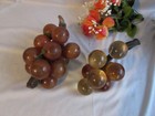 Vtg Pair Mid Century Orange Lucite Acrylic Grape Clusters Wired On Driftwood