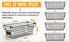Brand New --  Stackable Wire Basket Storage Shelf Organizer With Handles 4 Pack