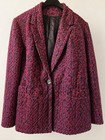 Vintage W l b w  Boucle Knit Power Blazer Pink Purple Shoulder Pads 14