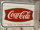 Vintage Coca Cola Flanged Sign Fish Tail Double Sided