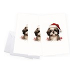 Distinctink Christmas Greeting Card - Shih Tzu Puppy Art