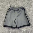 Adidas Shorts Kids 5 Gray Mesh Sweat Elastic Waist 3 Stripes Athletic Gym Soccer