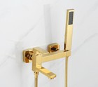 Bathroom Hot Cold Water Mixer Tap Faucet Brass In-wall Hand Shower Set Square