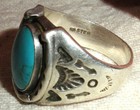 Vintage Navajo Horseshoe   Arrow Stamp Turquoise Sterling Silver Ring Sz 10 Vafo