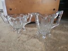 Vintage Clear Etched Glass 4 Footed Creamer And Sugar Bowl