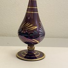 Vintage Egyptian Hand Blown Purple   Gold Iridescent Glass Genie Perfume Bottle
