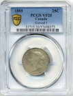 1885 Canada 25 Cents  Curved 5 - Very Fine  Pcgs Vf20