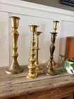 Xl Vintage Solid Brass Candlesticks Set Of 5 Wedding Mantle Staging Decor