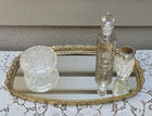 Vintage Dresser Tray Mirror Gold-tone Filigree Vanity Hollywood Regency 14 5 x9 