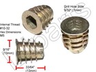E-z Lok 10-32 Die Cast Zinc Hex Drive Threaded Insert Wood Flanged Unflanged X