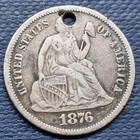 Love Token - 1876 Seated Liberty Dime - Engraved -   L C   -  93808