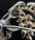 Vintage Crown Trifari Rhodium Floral Foiled Rhinestone Pin Brooch