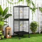 55   2-tier Parrot Bird Cage Metal Parrot Cage For Macaw Cockatoo Rolling Black