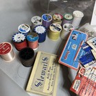 Lot Of Vintage Sewing Kit  Scissors  Hook eye  Ribbon  Needles  Buttons -estate