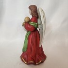 Vintage Guardian Angel With Baby 7 5  Porcelain Red Dress Homco 1432