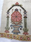 Antique Hardanger Pastel Gold Metal Embroidery 18x34 Homespun Linen Original 
