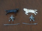 Marx 1950s Medieval Castle Metallic Silver Jousting Knights With Lances   Horses