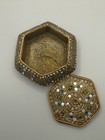 Hexagonal Mosaic Metal Trinket Box     Colorful Inlay     Decorative Keepsake